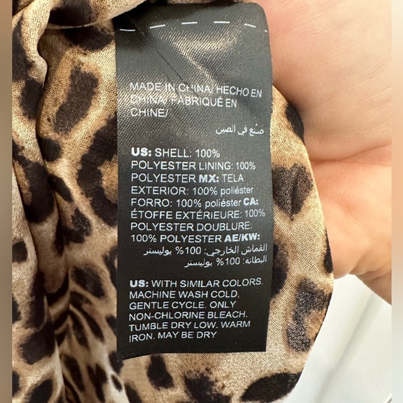 White House Black Market- Leopard Print Tie Neck Top - Picture 4 of 5